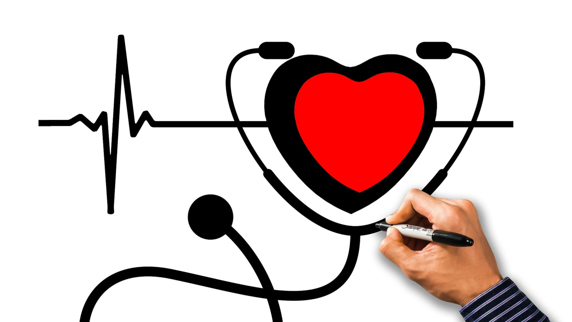 Drawing of a heart with a stethescope 